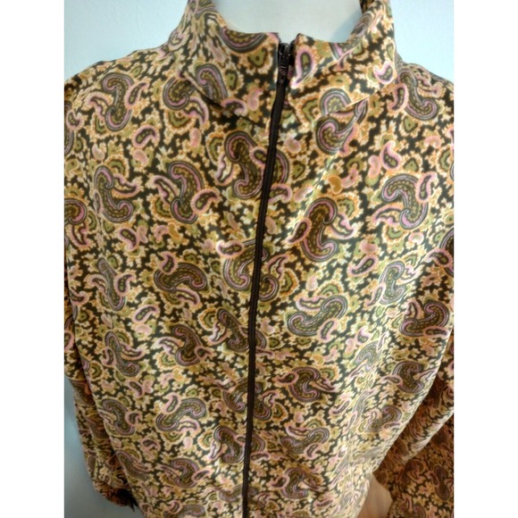 Vtg Fem Form Paisley 70s Flower Power Mock Neck Backk Zip Blouse Top Bohemian - Picture 11 of 11